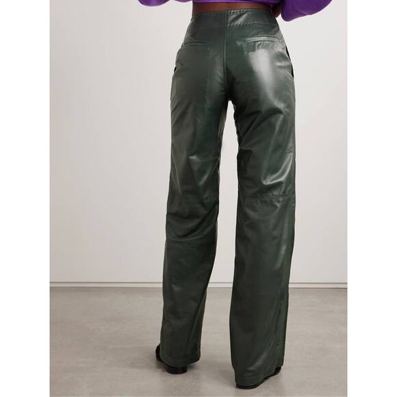 Ulla Johnson Lotti Leather Wide Leg Pants in Jasper Dark Green 0 - Picture 3 of 5